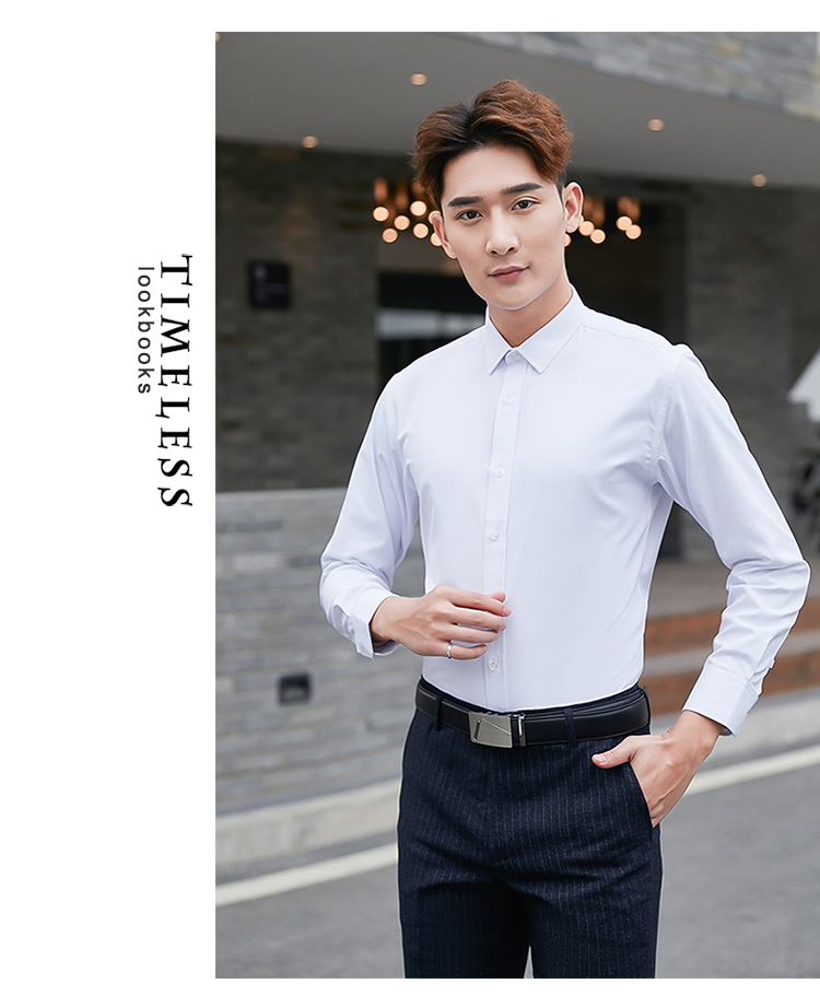 Professional slim bamboo fiber small collar long sleeve shirt men 180-000 men long sleeve