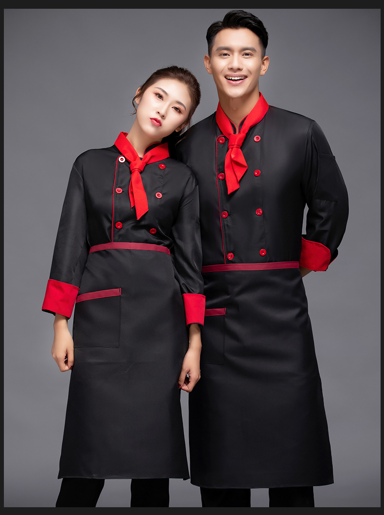 Single-side catering long-sleeved chef uniform top H12-L032