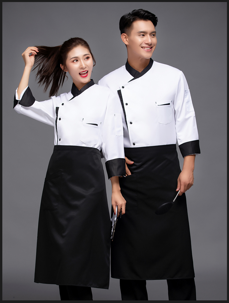 Triangle pocket long sleeve chef uniform top H12-L049