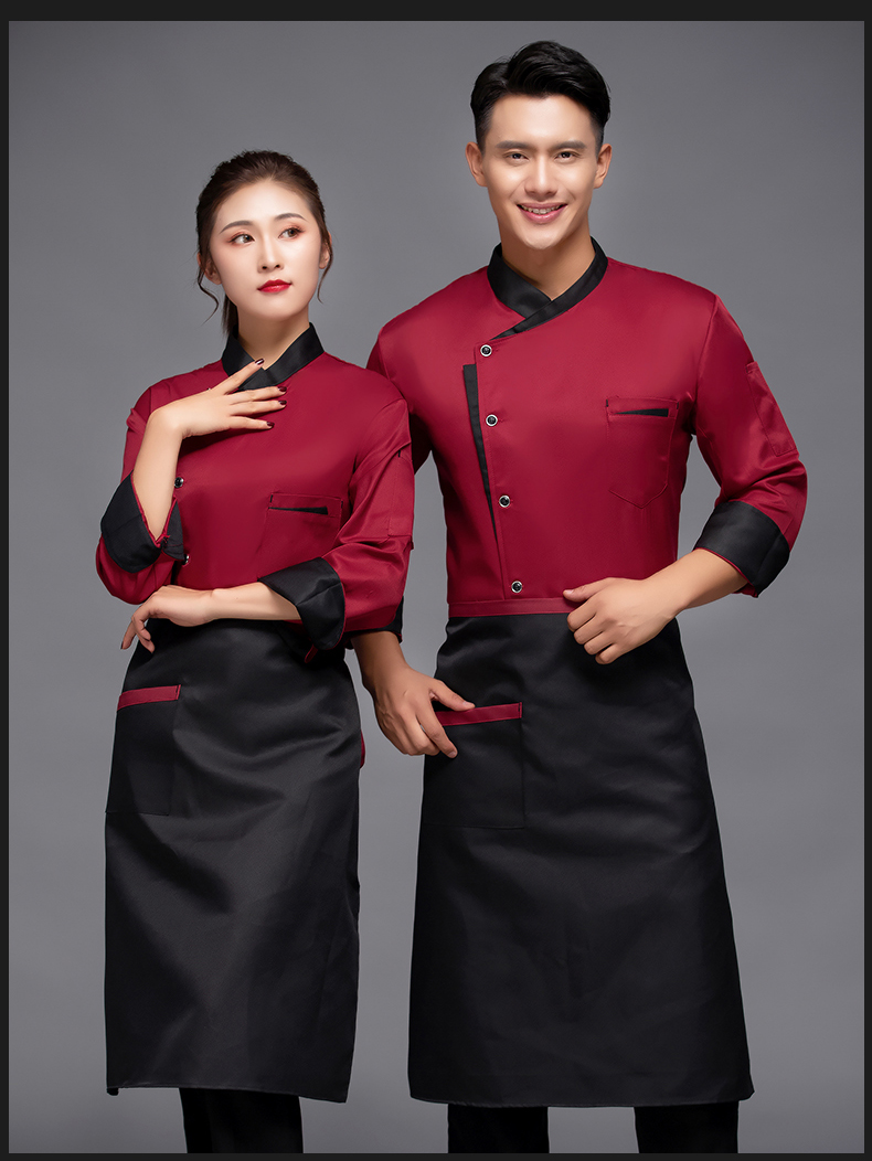 Triangle pocket long sleeve chef uniform top H12-L049