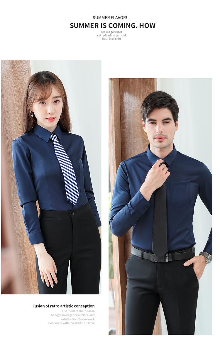 Plain modal slim fit commuter professional long-sleeved shirt for men and women DQ1-9808 long-sleeved shirt