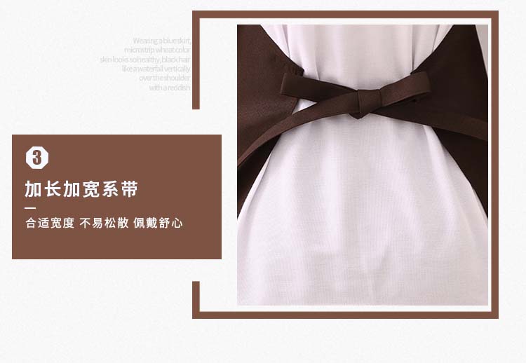 Uniform fabric halter neck contrast color large pocket apron U01-588