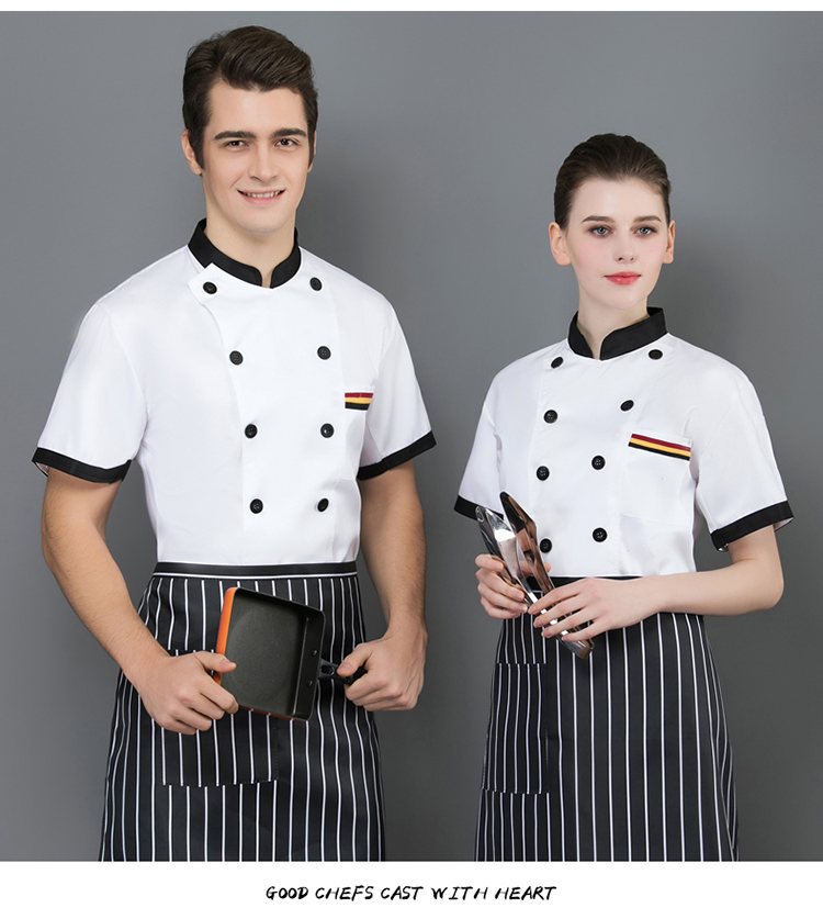 Three-bar short-sleeved chef uniform apron H02-20F139-141 apron