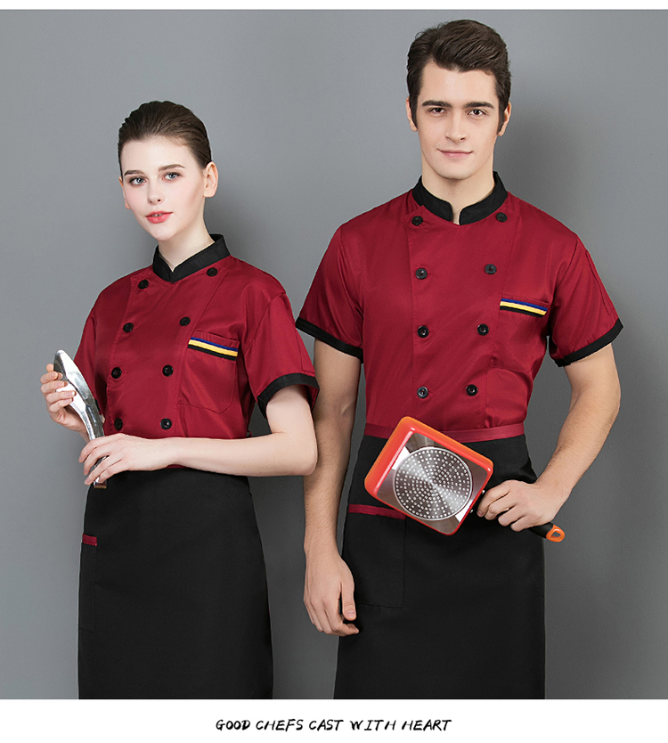 Three-bar short-sleeved chef uniform apron H02-20F139-141 apron