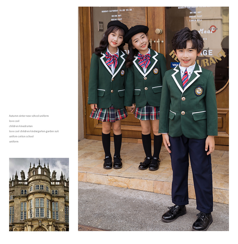 British style suits for primary and secondary school students school uniforms for children 455-9281 three-piece suit