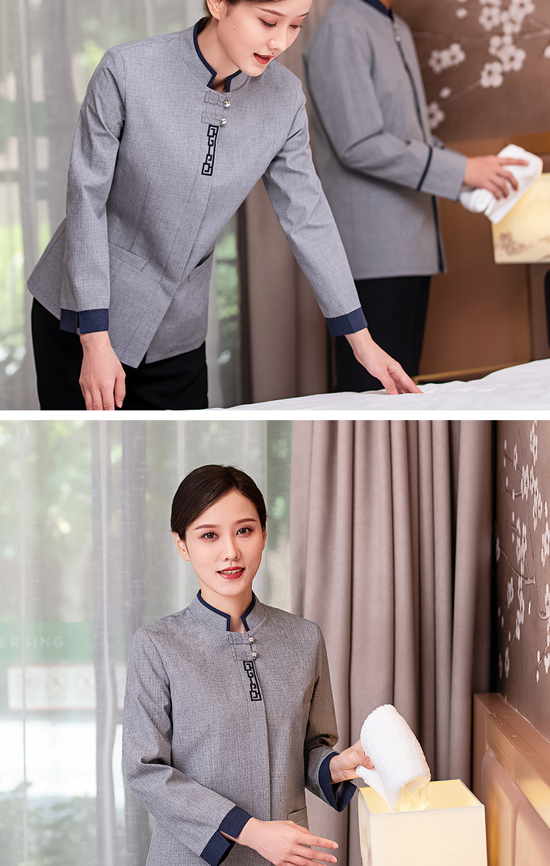 New palace pattern stand collar cleaning clothes top female model H10-21002 female model