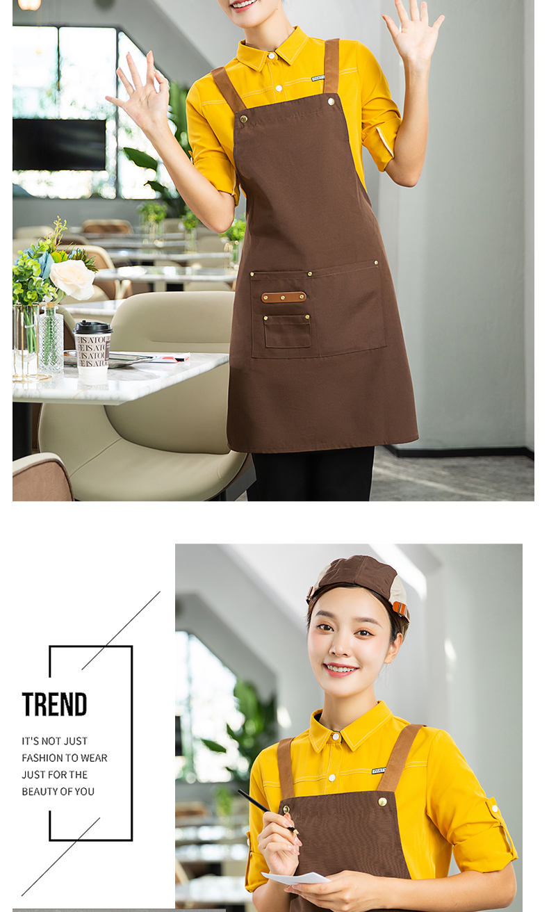 Waterproof canvas inner four-button dirt-resistant adjustable double-shoulder apron H20-A21-1930