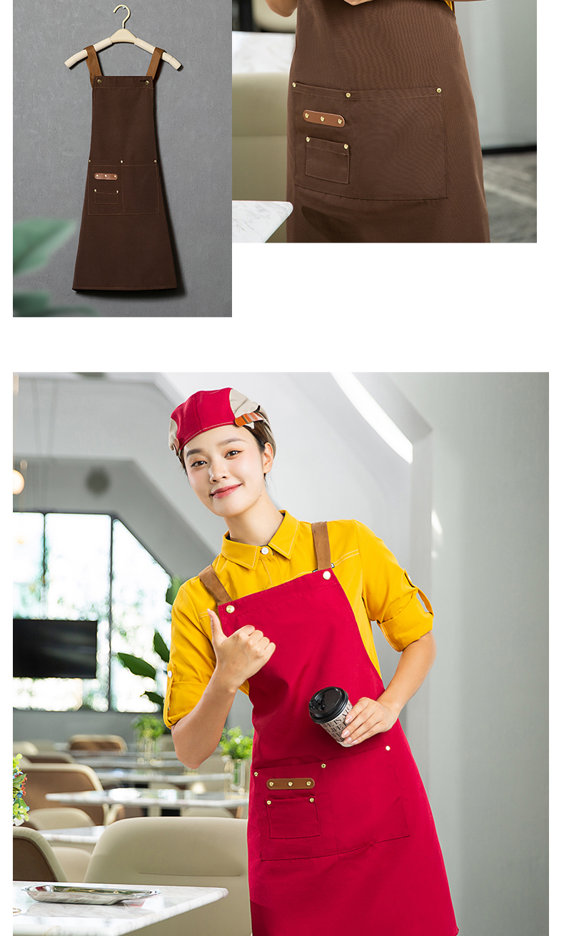 Waterproof canvas inner four-button dirt-resistant adjustable double-shoulder apron H20-A21-1930