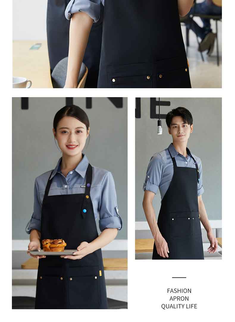 Polyester cotton canvas kitchen dirt-resistant and wear-resistant hanging neck adjustable apron H15-F2305