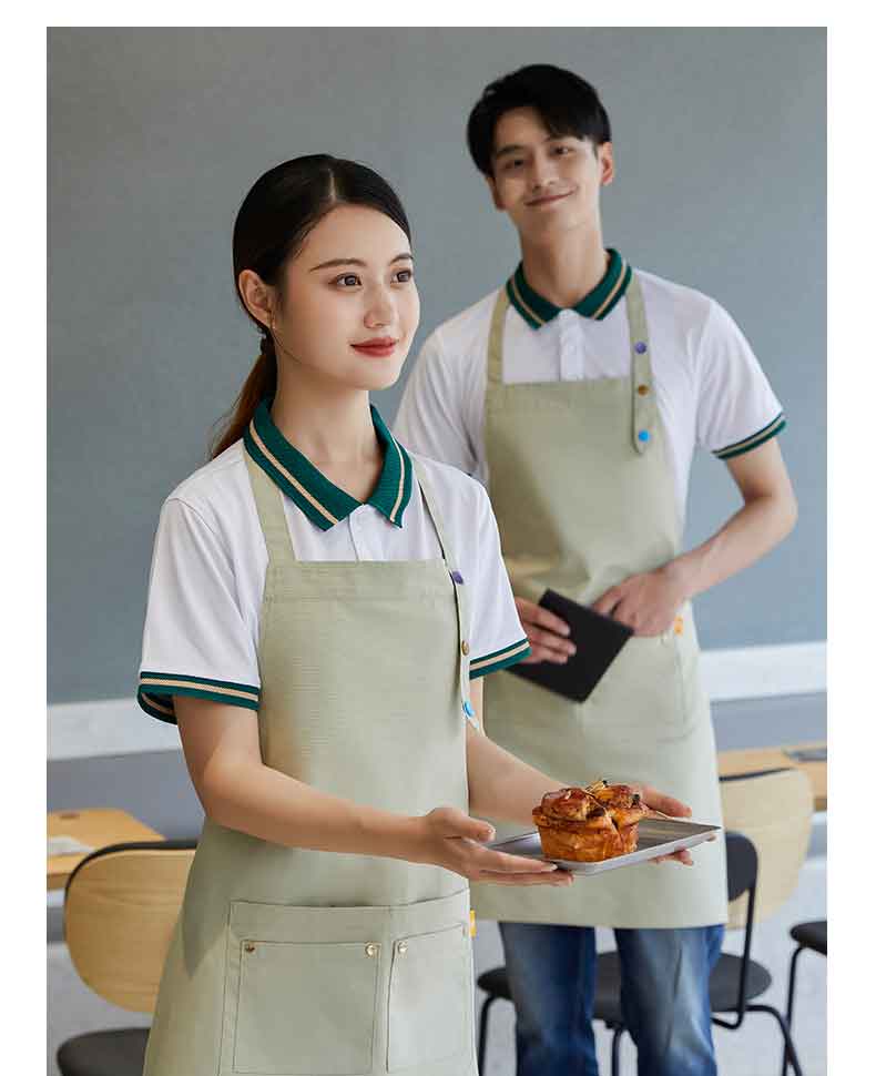 Polyester cotton canvas kitchen dirt-resistant and wear-resistant hanging neck adjustable apron H15-F2305