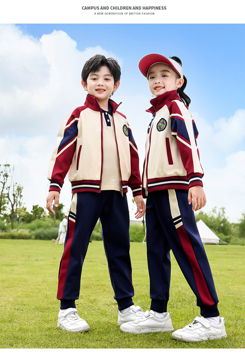 British style sports casual primary and secondary school students class uniforms two-piece suit 215-9109 (with label)