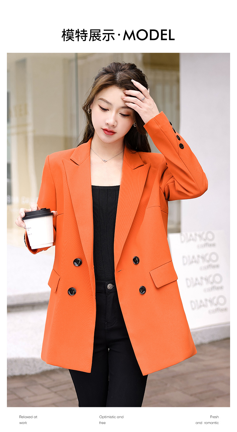 Casual white-collar mid-length small suit jacket for women 134-9096 jacket