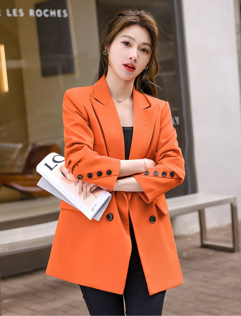 Casual white-collar mid-length small suit jacket for women 134-9096 jacket