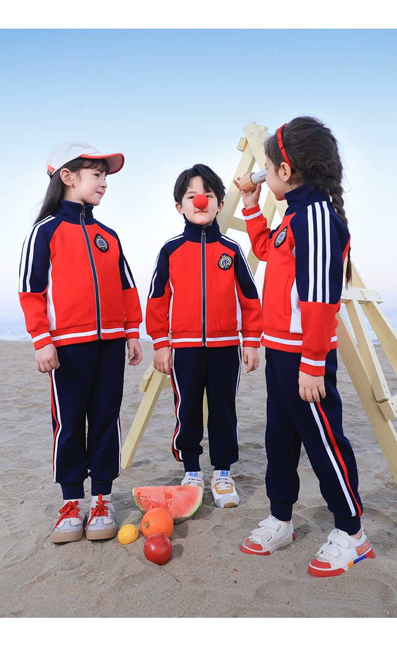 Double-layer composite fabric sports color matching school uniform suit three-piece suit 168-6626