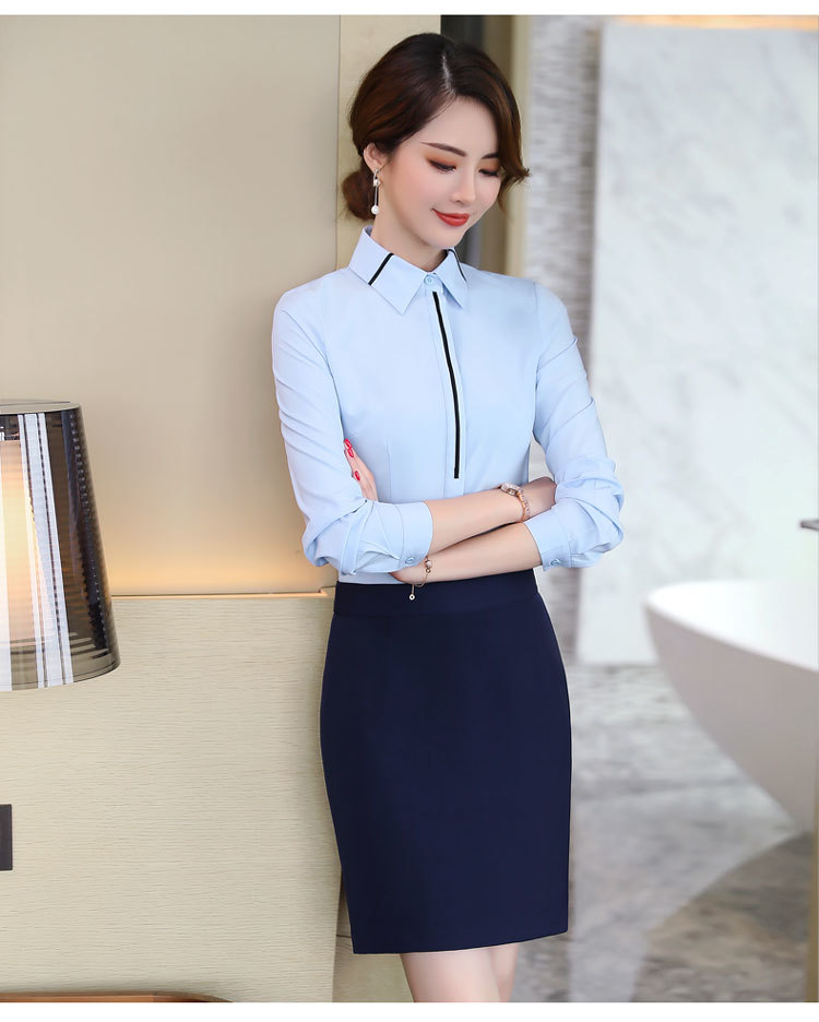 Business slim fit professional shirt DA2-6815 long sleeve shirt for women