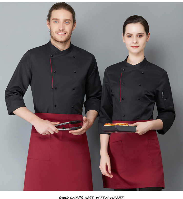 Polyester cotton side trim long sleeve chef uniform H02-21LY061-064