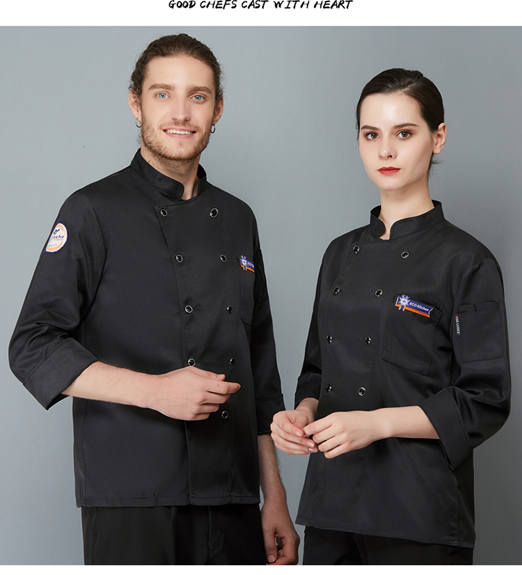 Polyester cotton small blue label long sleeve chef uniform H02-21LY132-134