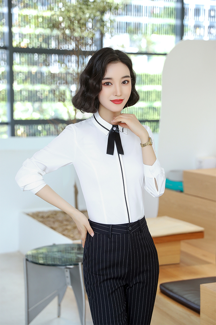 Business commuting leisure professional long-sleeved shirt women (including bow tie) 113-6521 long-sleeved shirt women