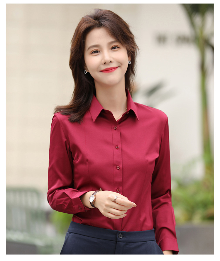 Business plain elastic long-sleeved shirt for women 111-986 women long shirt