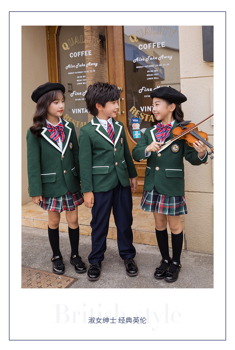 British style suits for primary and secondary school students school uniforms for children 455-9281 three-piece suit