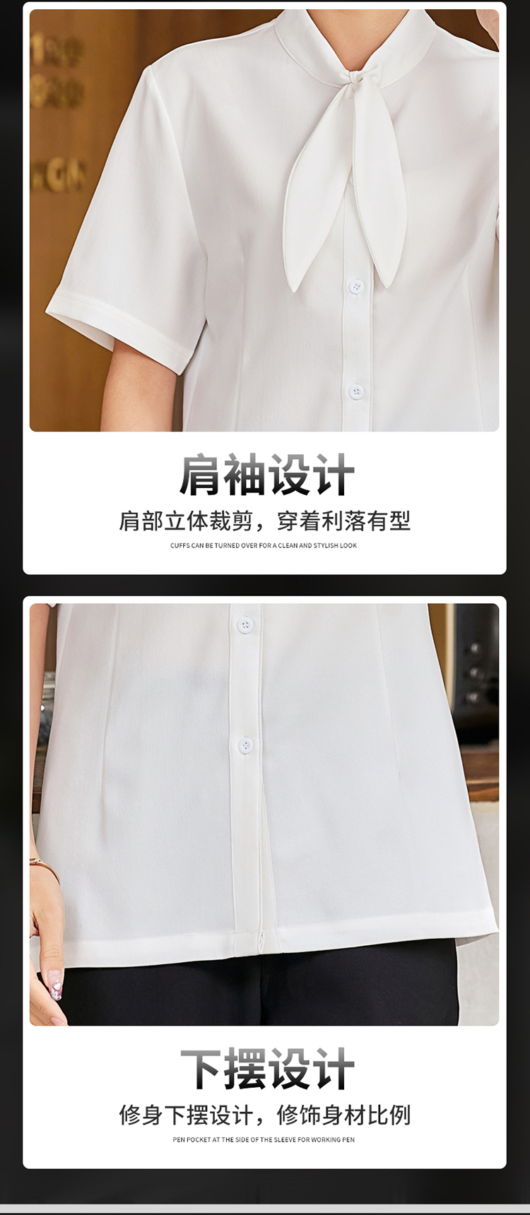 Solid color ribbon short-sleeved waiter work clothes apron H02-22LY024-027 canvas apron