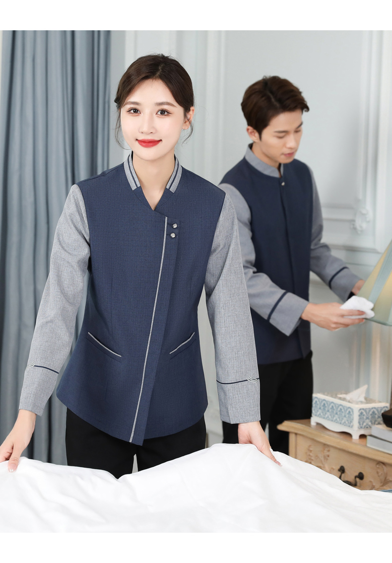 V-neck hotel long-sleeved cleaning work clothes for women H31-BJ10 for women