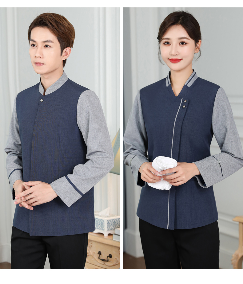 V-neck hotel long-sleeved cleaning work clothes for women H31-BJ10 for women