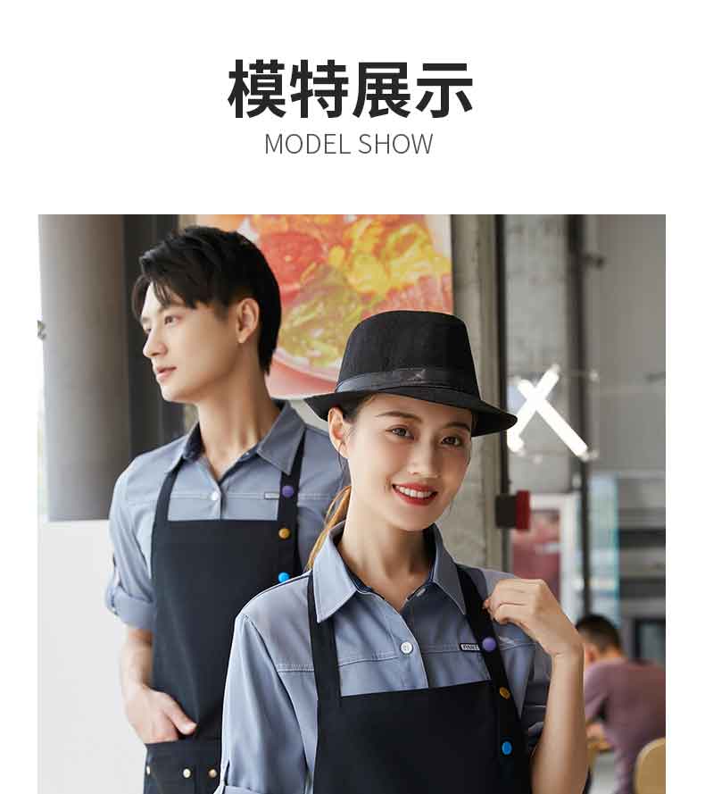 Polyester cotton canvas kitchen dirt-resistant and wear-resistant hanging neck adjustable apron H15-F2305