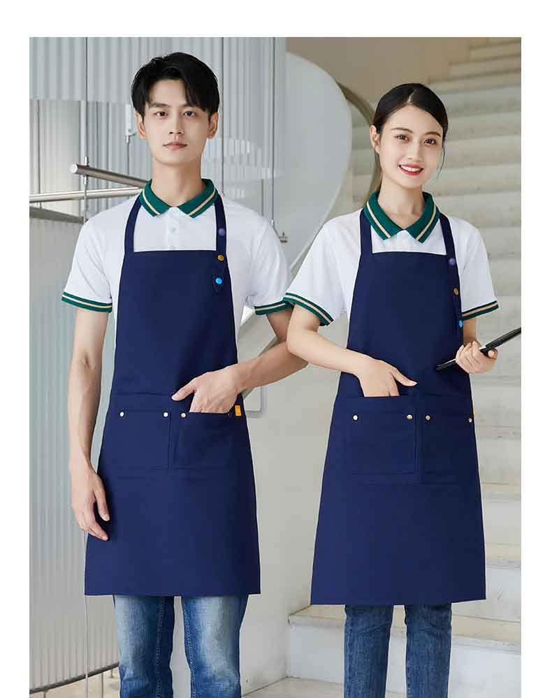 Polyester cotton canvas kitchen dirt-resistant and wear-resistant hanging neck adjustable apron H15-F2305