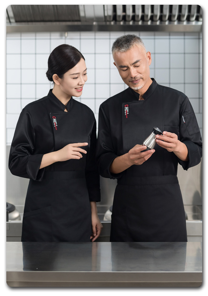 CHINA Letter embroidered long-sleeved chef uniform H01-2023-31