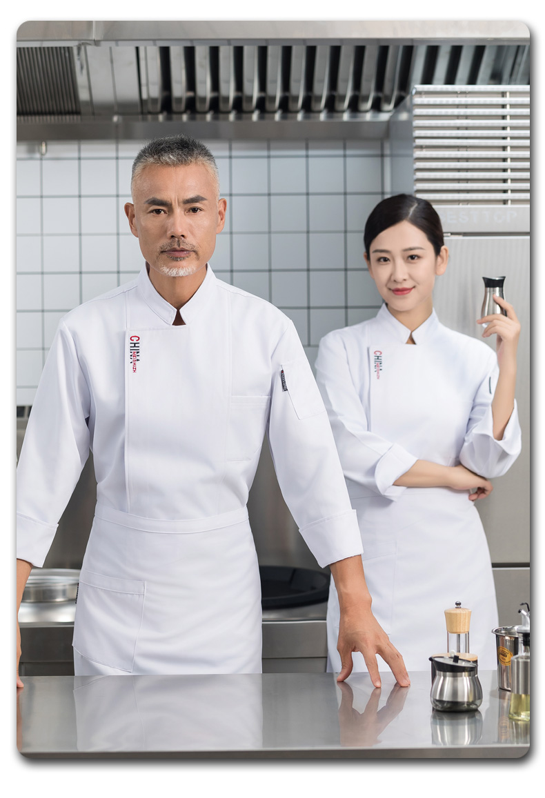 CHINA Letter embroidered long-sleeved chef uniform H01-2023-31