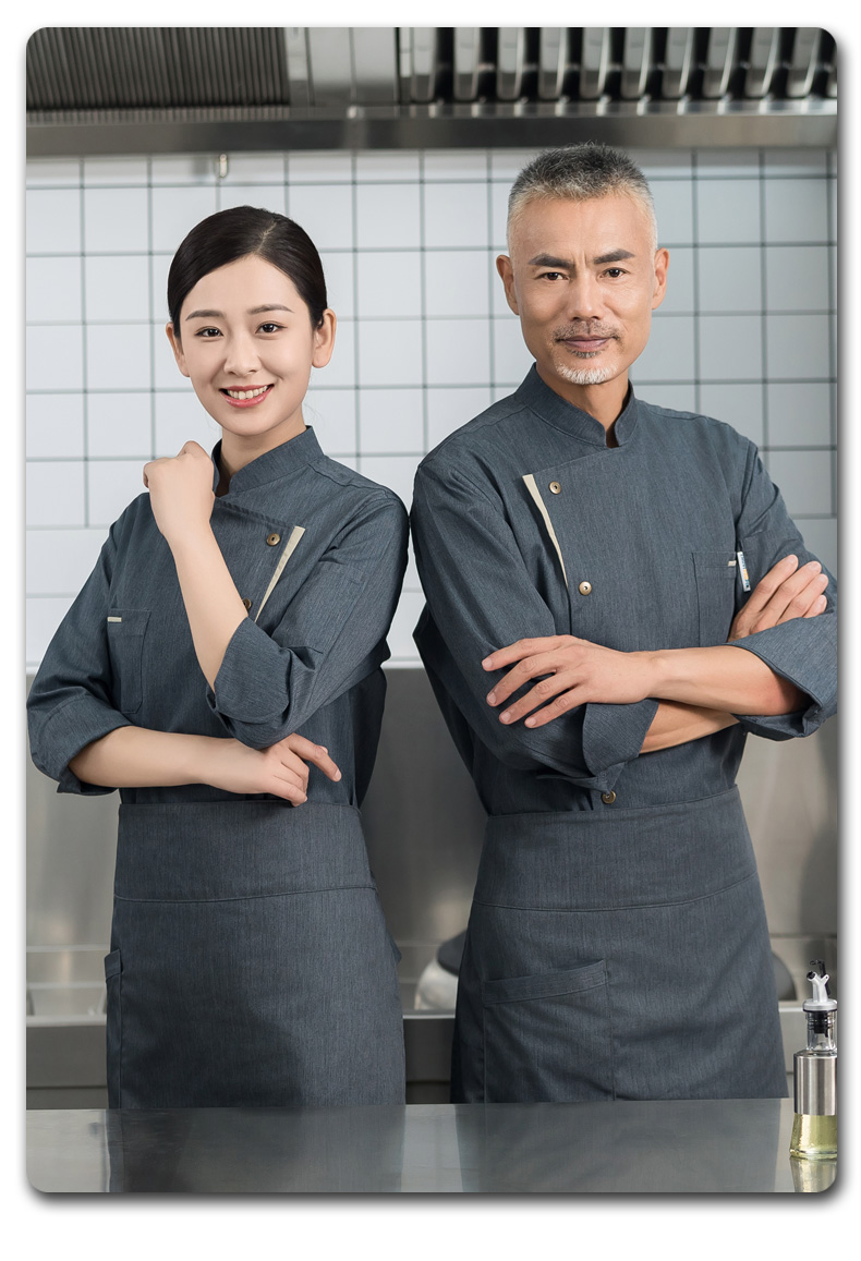 Khaki color long-sleeved chef uniform H01-23110