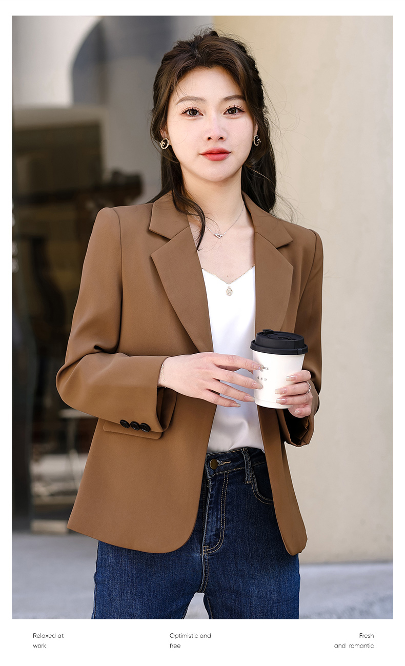 Casual white collar small suit jacket for women 134-9082 jacket