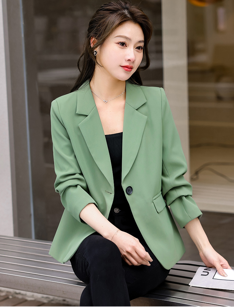 Casual white collar small suit jacket for women 134-9082 jacket