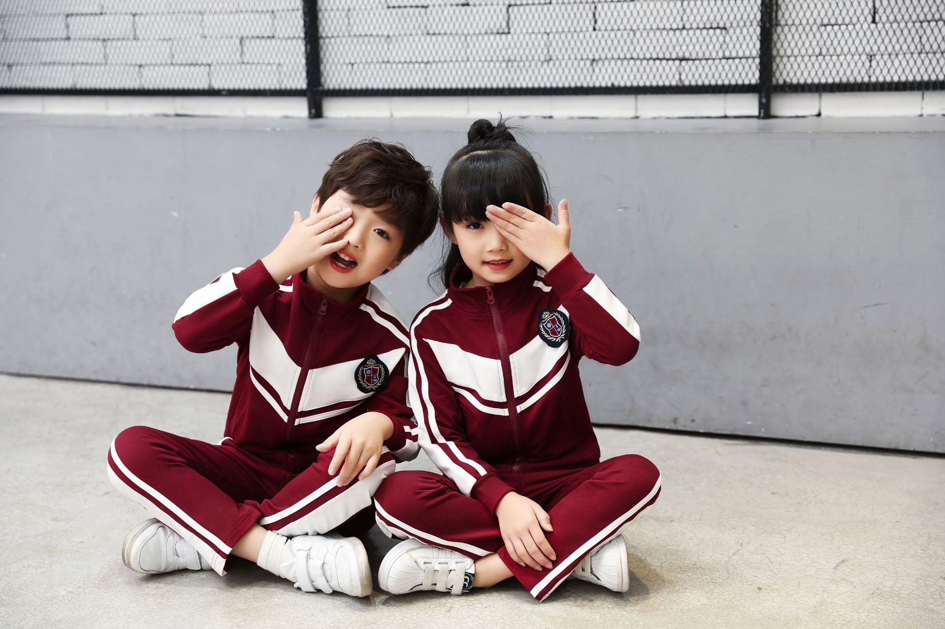 Primary and secondary school students Chinese red sports campus long-sleeved school uniform two-piece suit D22-Z1015 two-piece suit