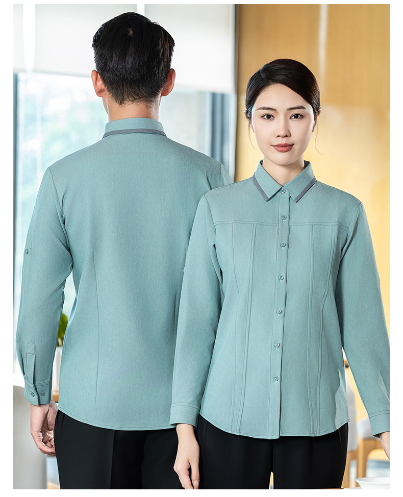 Collared long-sleeved shirt waiter work clothes H02-24351