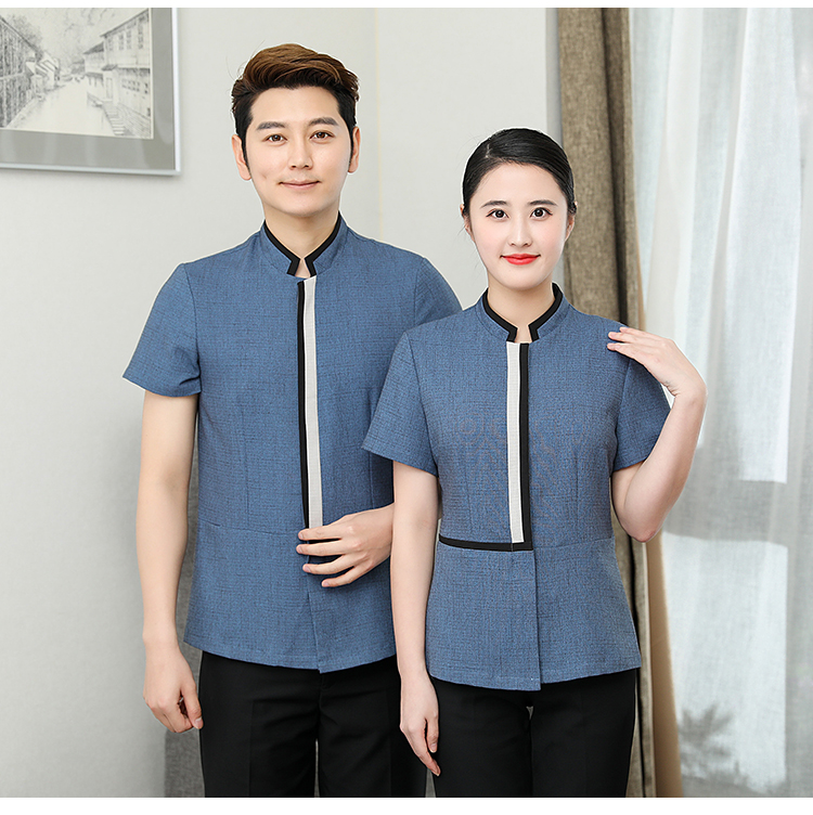 Hotel room hemming short-sleeved cleaning clothes top H10-2109