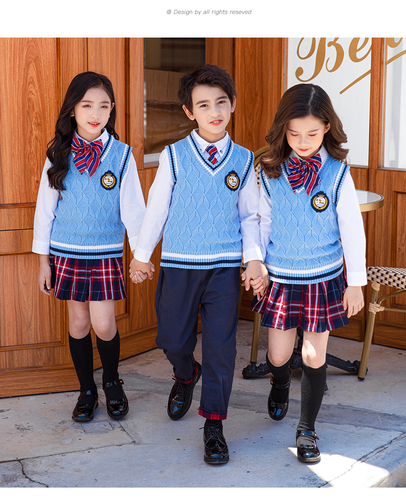 Cotton vest for primary and secondary school students, four-piece school uniform set 455-9252