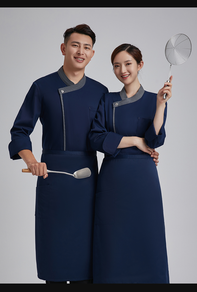 Polyester cotton trim three-button long-sleeved chef uniform top H03-L012