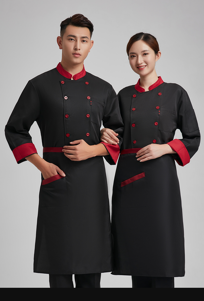 Comfortable wool stand collar kitchen long sleeve chef uniform top H03-L034