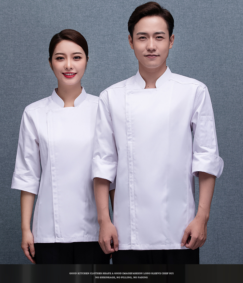 Cotton Shaka three-quarter sleeve zipper chef uniform top universal style H02-21LY004-006