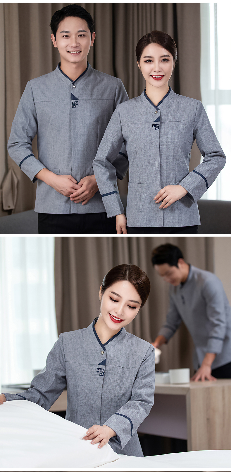 Stand collar Chinese style cleaning long sleeve work clothes men style H27-040