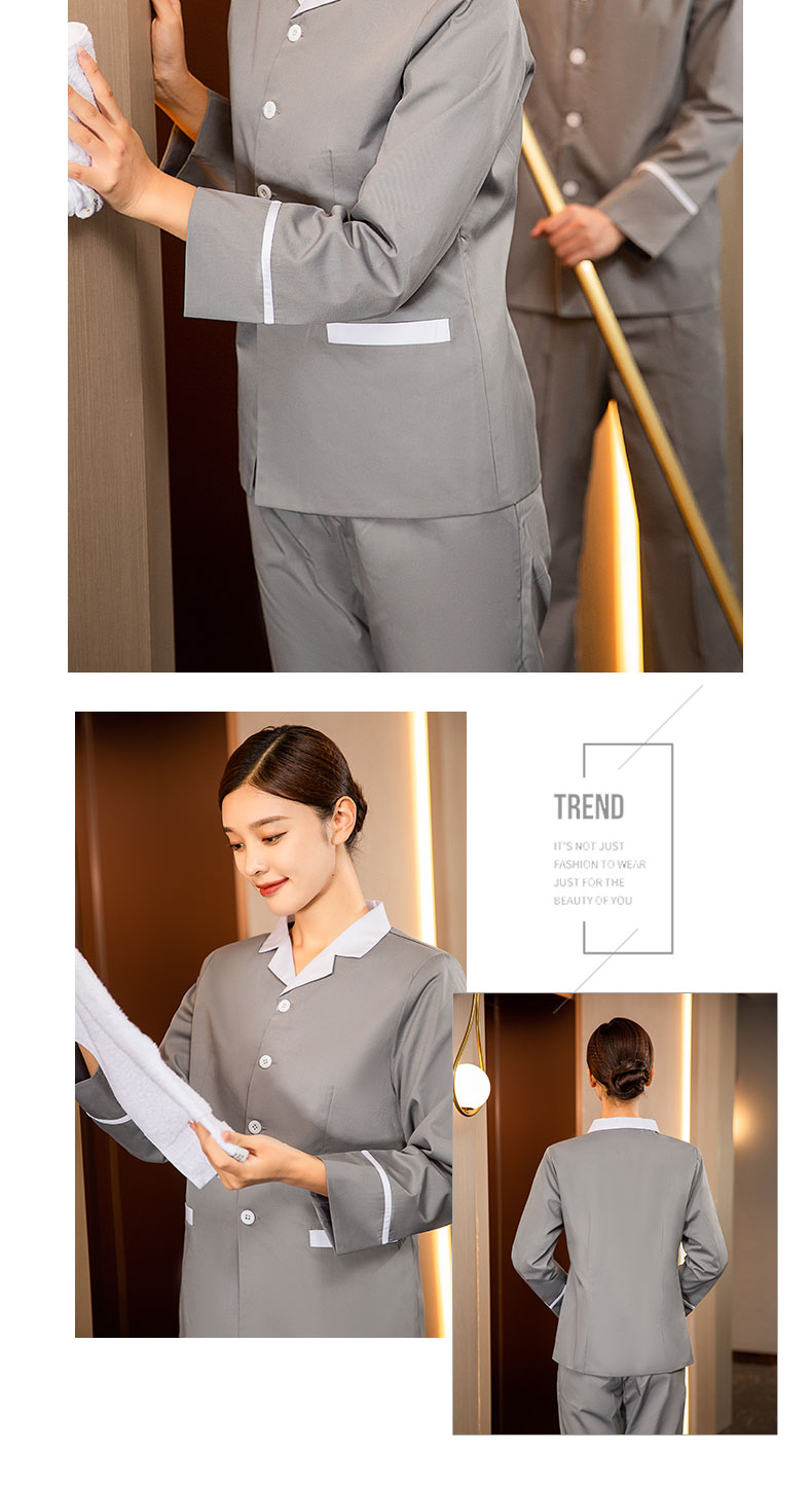 High-quality cotton Jinleni comfortable soft lapel cleaning clothes H20-Ac22-8018, pants 27-1