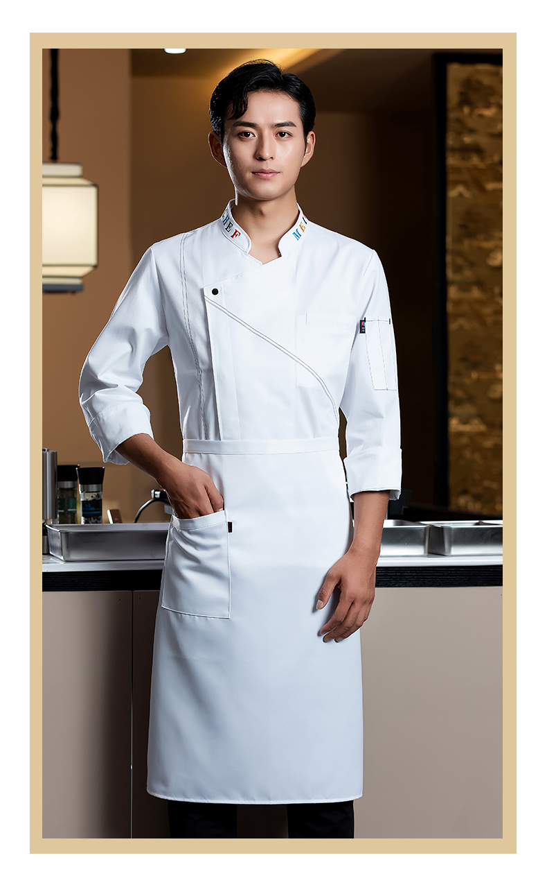 Fashion letter collar long sleeve chef uniform H02-23670