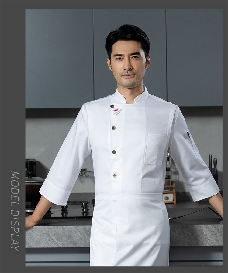 Loose and comfortable Ming copper imitation cotton three-quarter sleeve chef uniform H12-Ming copper imitation cotton three-quarter sleeve