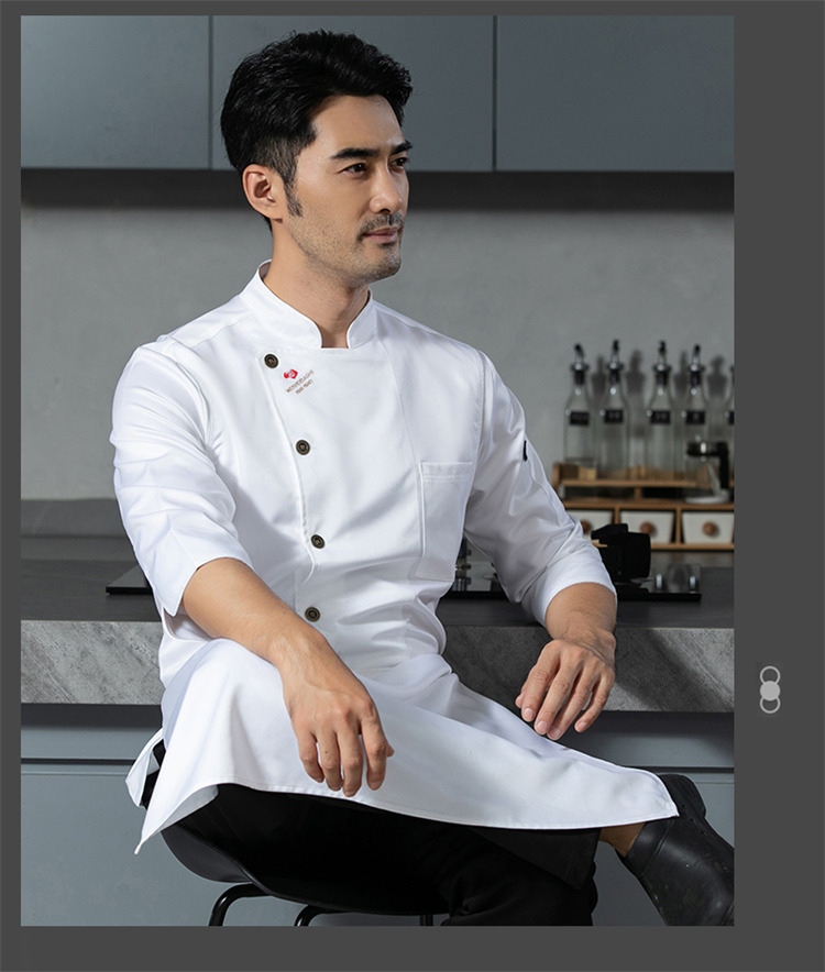 Loose and comfortable Ming copper imitation cotton three-quarter sleeve chef uniform H12-Ming copper imitation cotton three-quarter sleeve