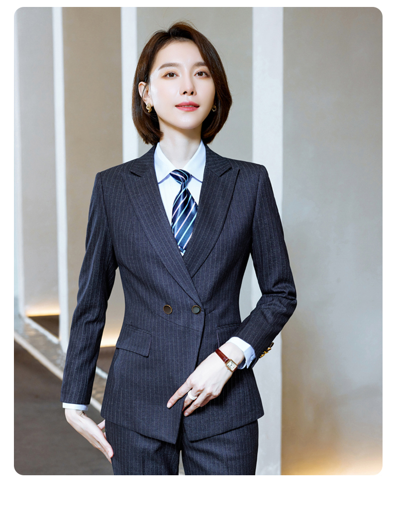 Striped British style business suit jacket 81-8899 double button women suit