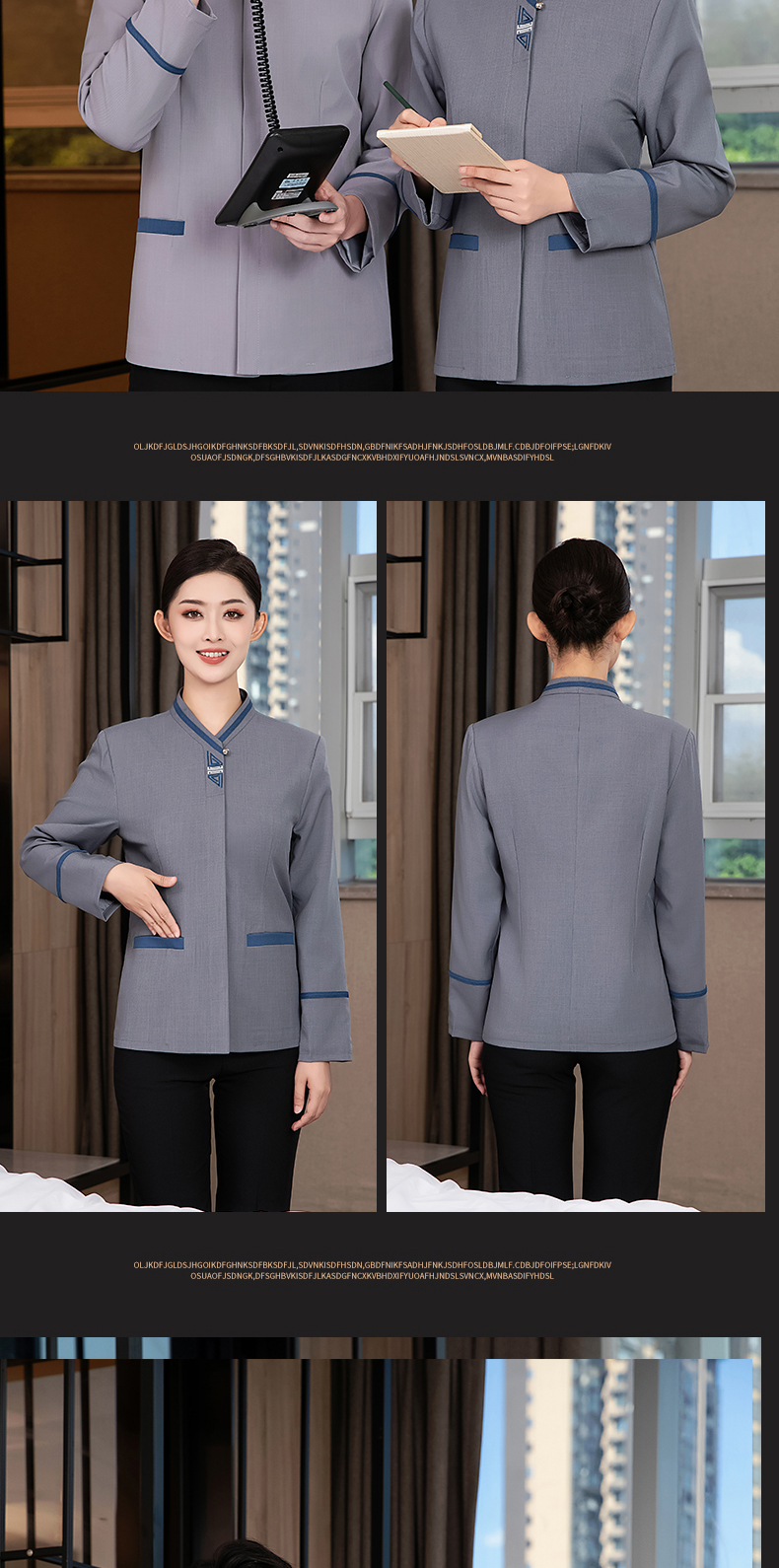 Wugufengdeng long-sleeved cleaning work clothes tops for women H27-Wugufengdeng long-sleeved