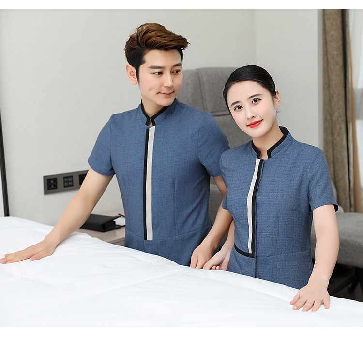 Hotel room hemming short-sleeved cleaning clothes top H10-2109