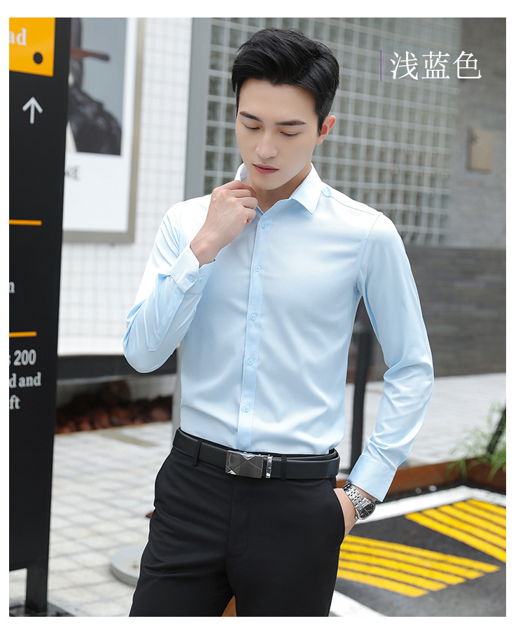 Professional plain elastic long-sleeved shirt for men 111-986 men long shirt